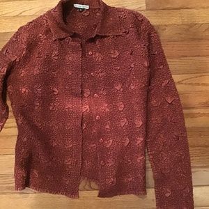 Lounardi Collection Rust crinkle blouse size M